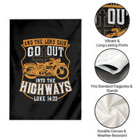 Christian Biker Garden Flag And The Lord Said Go Out Into The Highways Luke 14 23