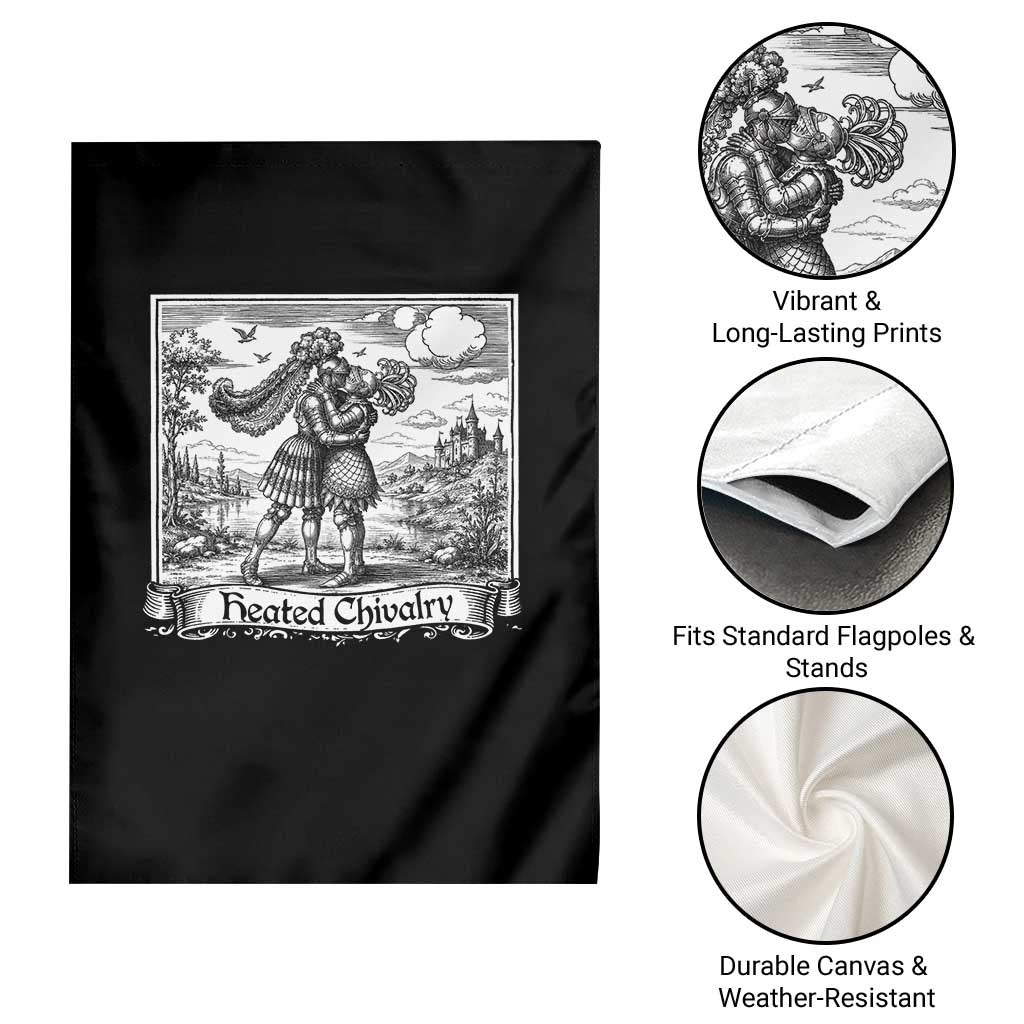 Heated Chivalry Medieval Knights Kissing LGBT Pride Garden Flag