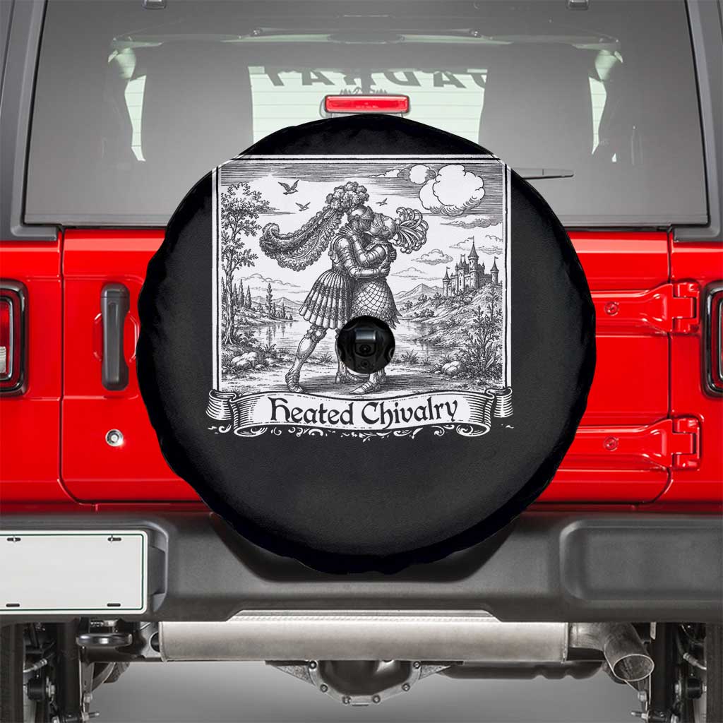 Heated Chivalry Medieval Knights Kissing LGBT Pride Spare Tire Cover