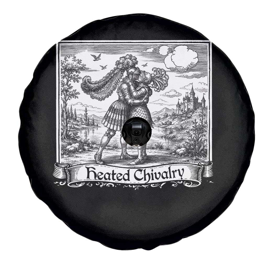 Heated Chivalry Medieval Knights Kissing LGBT Pride Spare Tire Cover