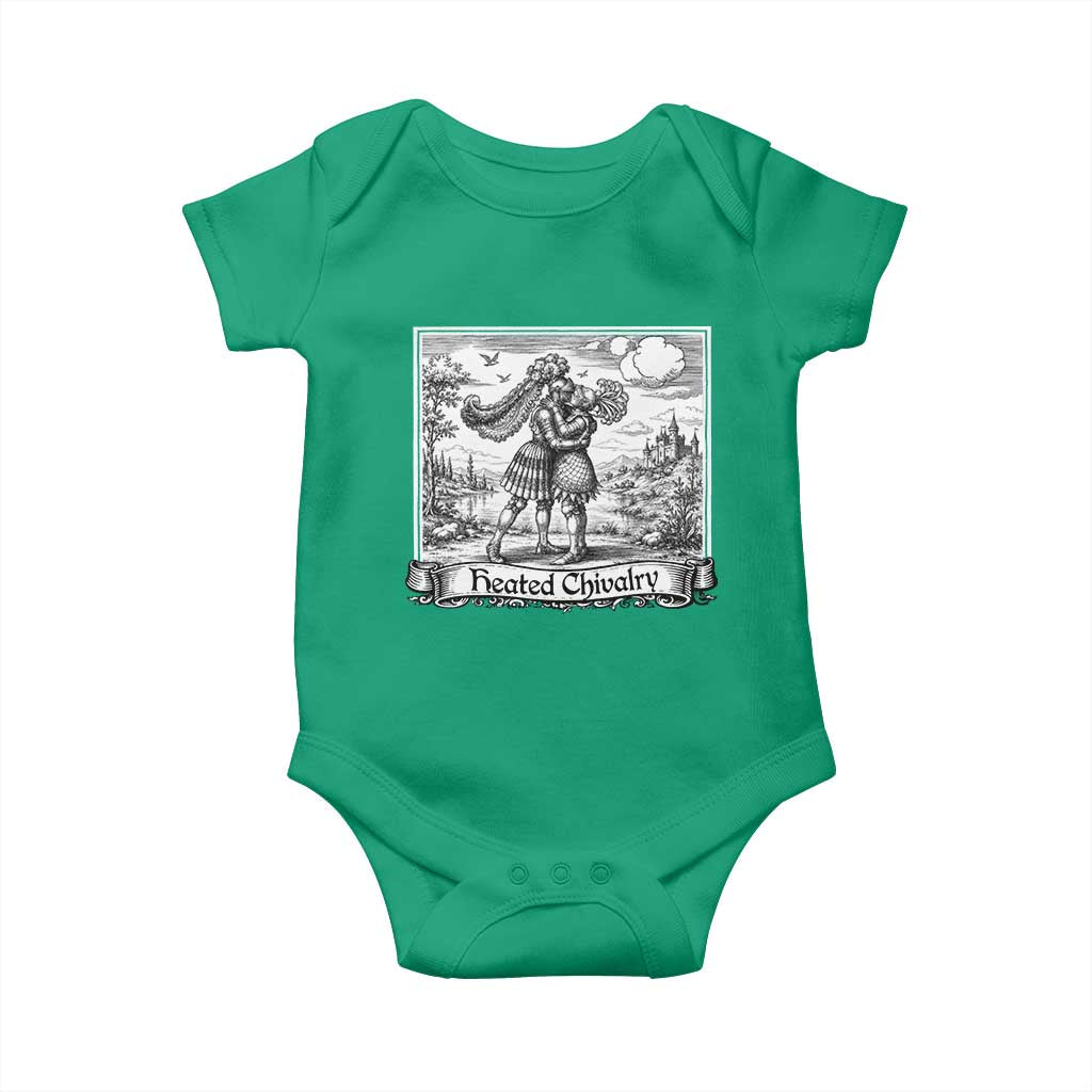 Heated Chivalry Medieval Knights Kissing LGBT Pride Baby Onesie