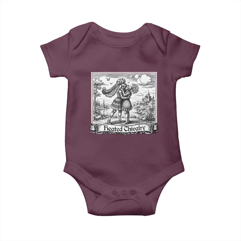 Heated Chivalry Medieval Knights Kissing LGBT Pride Baby Onesie