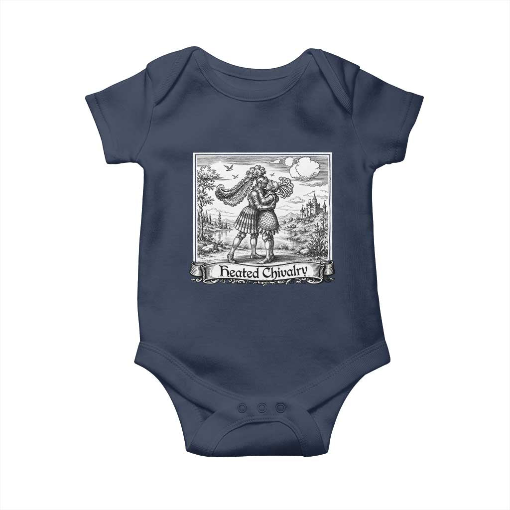 Heated Chivalry Medieval Knights Kissing LGBT Pride Baby Onesie