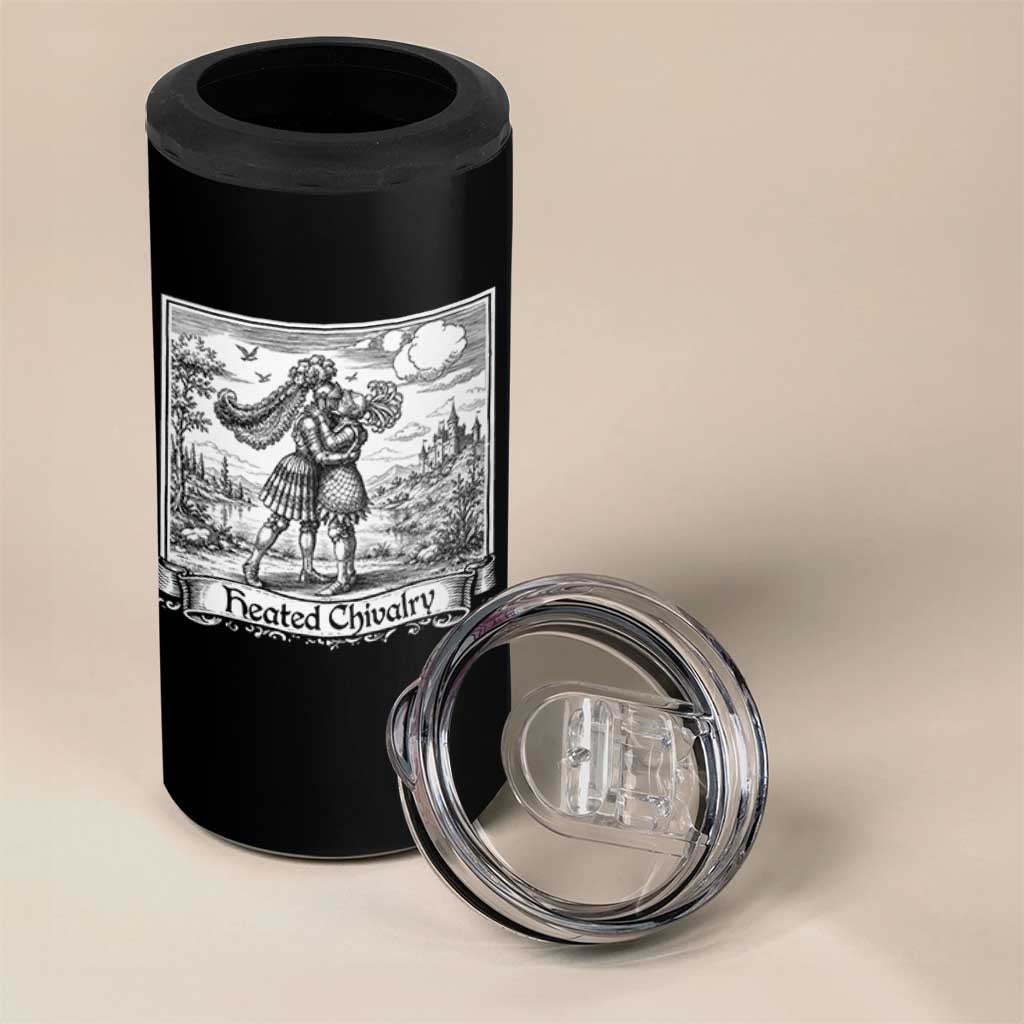 Heated Chivalry Medieval Knights Kissing LGBT Pride 4 in 1 Can Cooler Tumbler