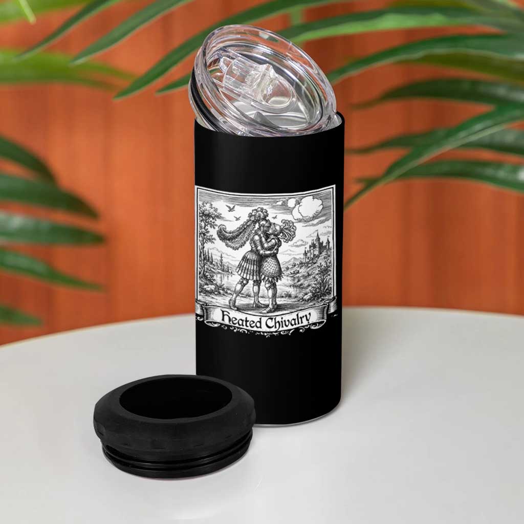 Heated Chivalry Medieval Knights Kissing LGBT Pride 4 in 1 Can Cooler Tumbler