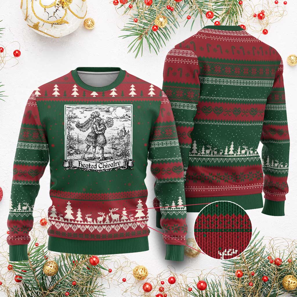 Heated Chivalry Medieval Knights Kissing LGBT Pride Ugly Christmas Sweater