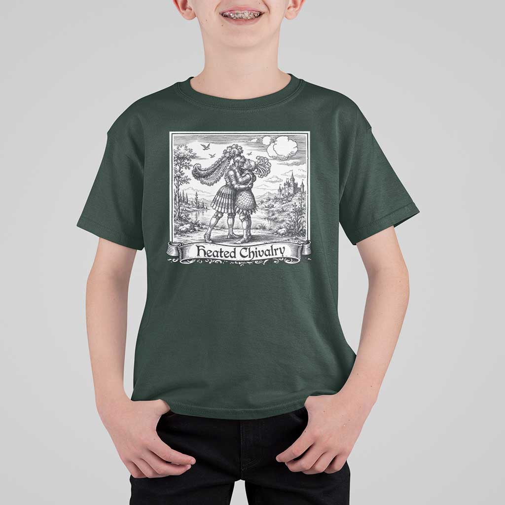 Heated Chivalry Medieval Knights Kissing LGBT Pride T Shirt For Kid