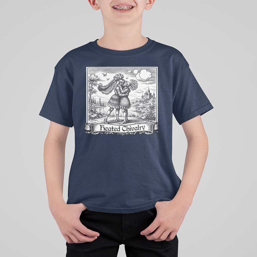 Heated Chivalry Medieval Knights Kissing LGBT Pride T Shirt For Kid