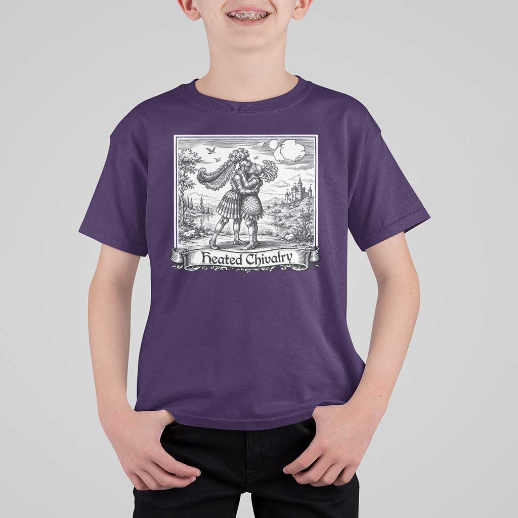 Heated Chivalry Medieval Knights Kissing LGBT Pride T Shirt For Kid