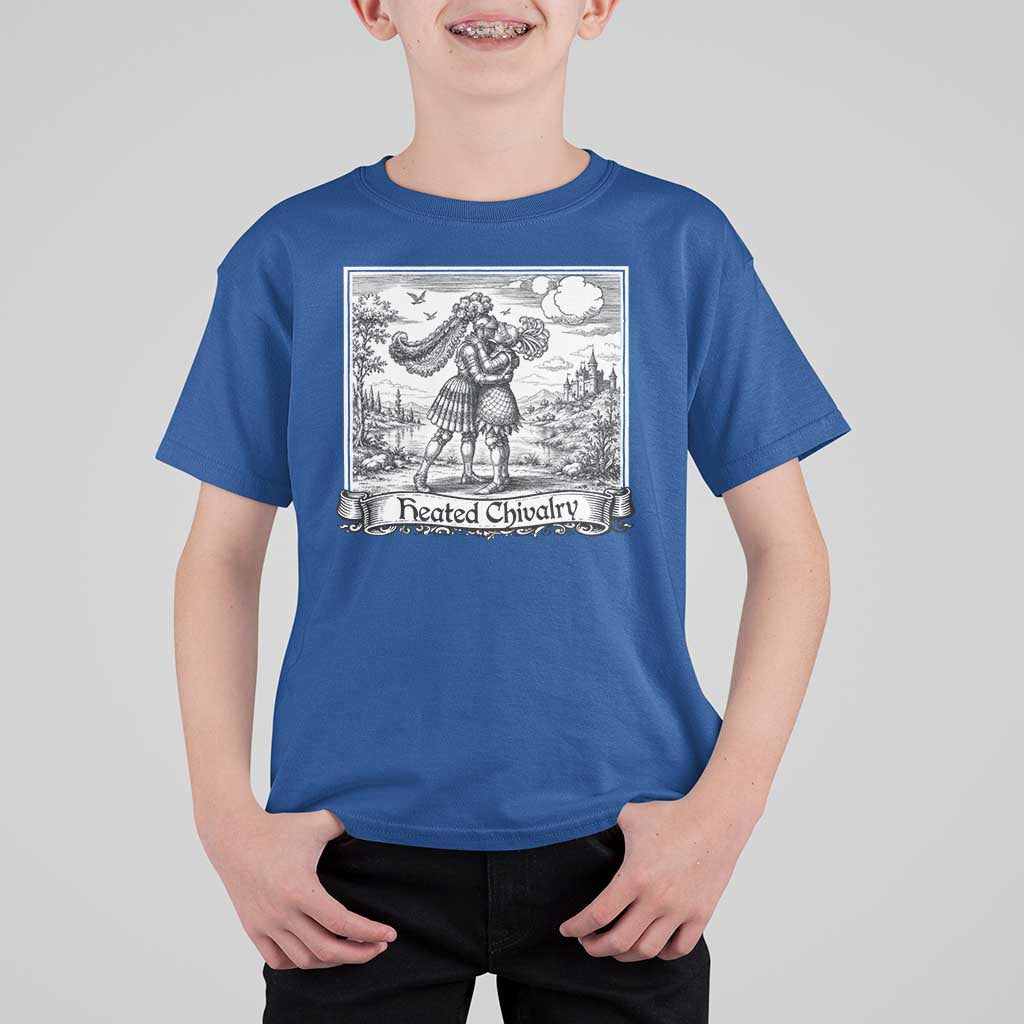 Heated Chivalry Medieval Knights Kissing LGBT Pride T Shirt For Kid