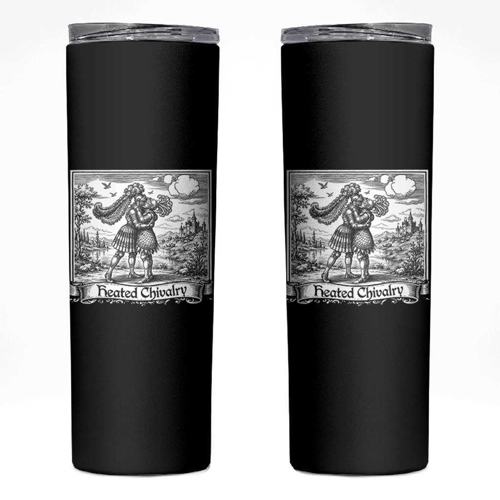 Heated Chivalry Medieval Knights Kissing LGBT Pride Skinny Tumbler