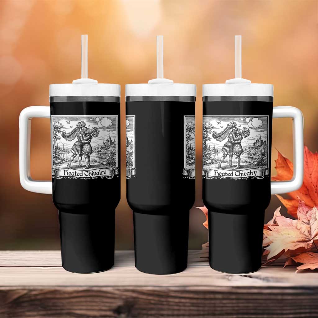 Heated Chivalry Medieval Knights Kissing LGBT Pride Tumbler With Handle