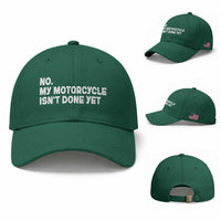 Funny Motorcycle Rider Baseball Cap No My Motorcycle Isn't Done Yet