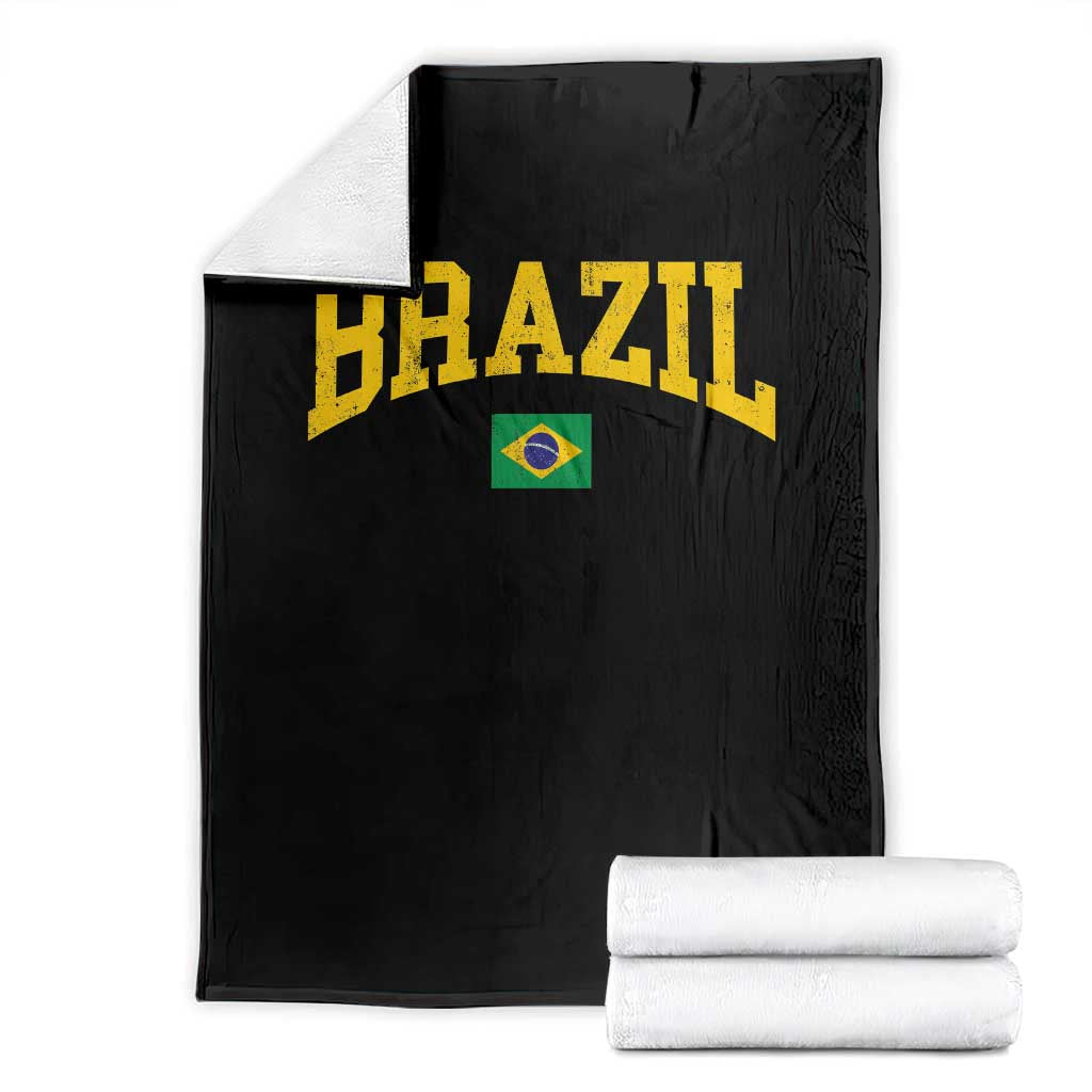 Brazil Football Throwback Design Vintage Brazilian Flag Jersey Style Throw Blanket
