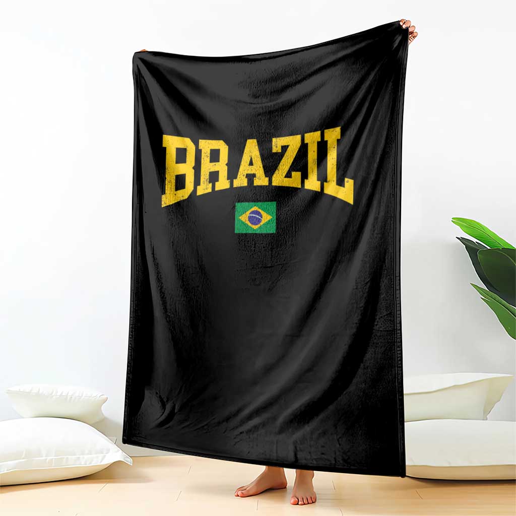 Brazil Football Throwback Design Vintage Brazilian Flag Jersey Style Throw Blanket