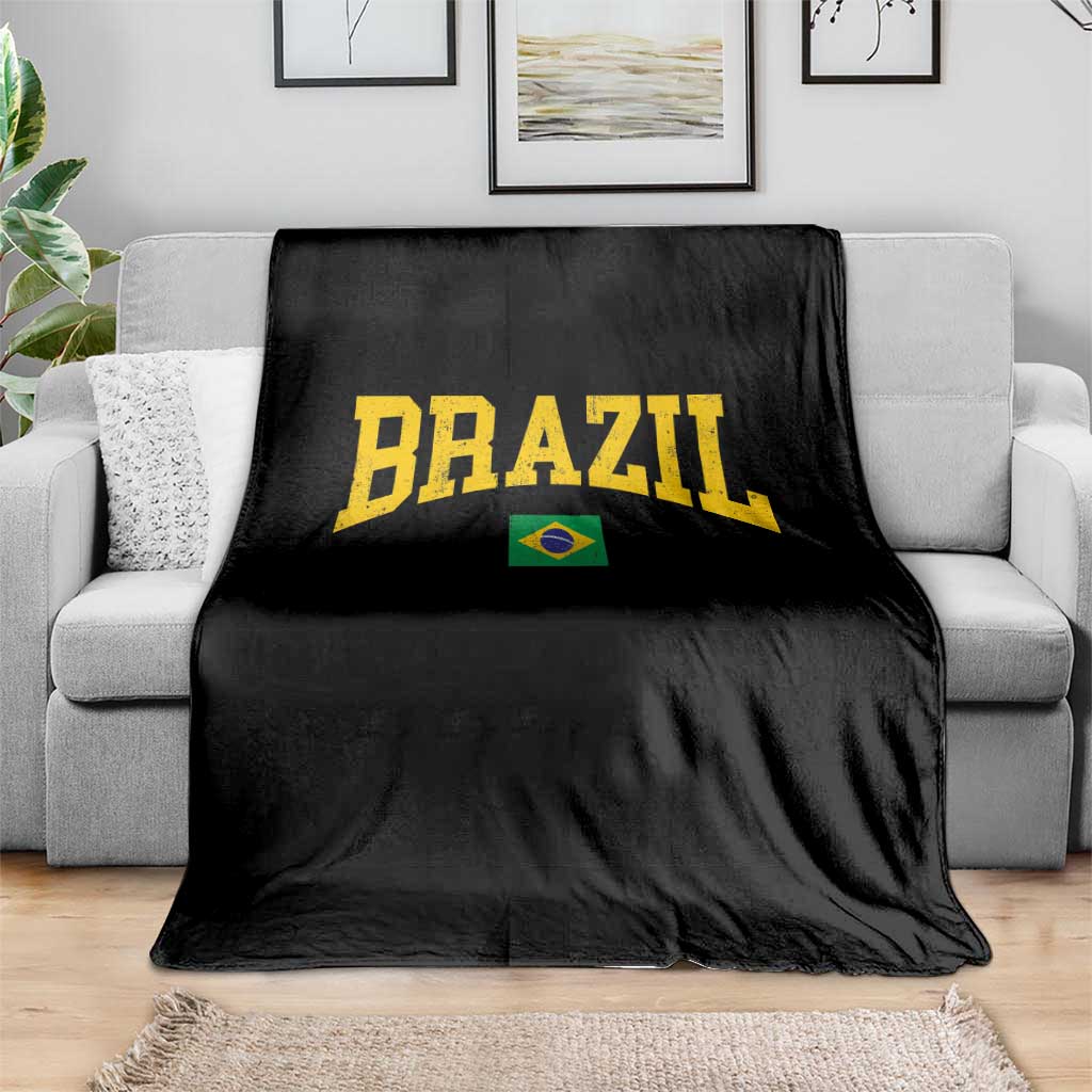 Brazil Football Throwback Design Vintage Brazilian Flag Jersey Style Throw Blanket