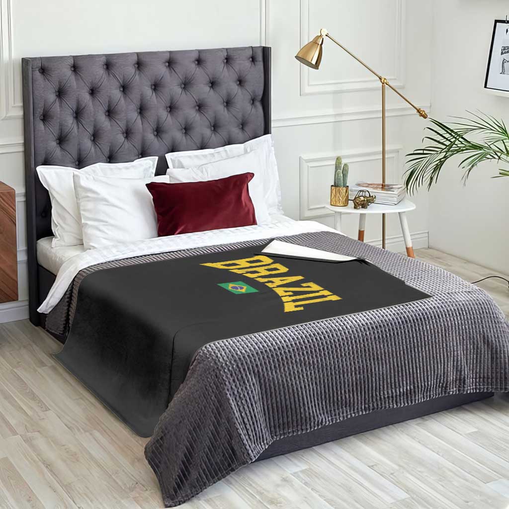 Brazil Football Throwback Design Vintage Brazilian Flag Jersey Style Throw Blanket