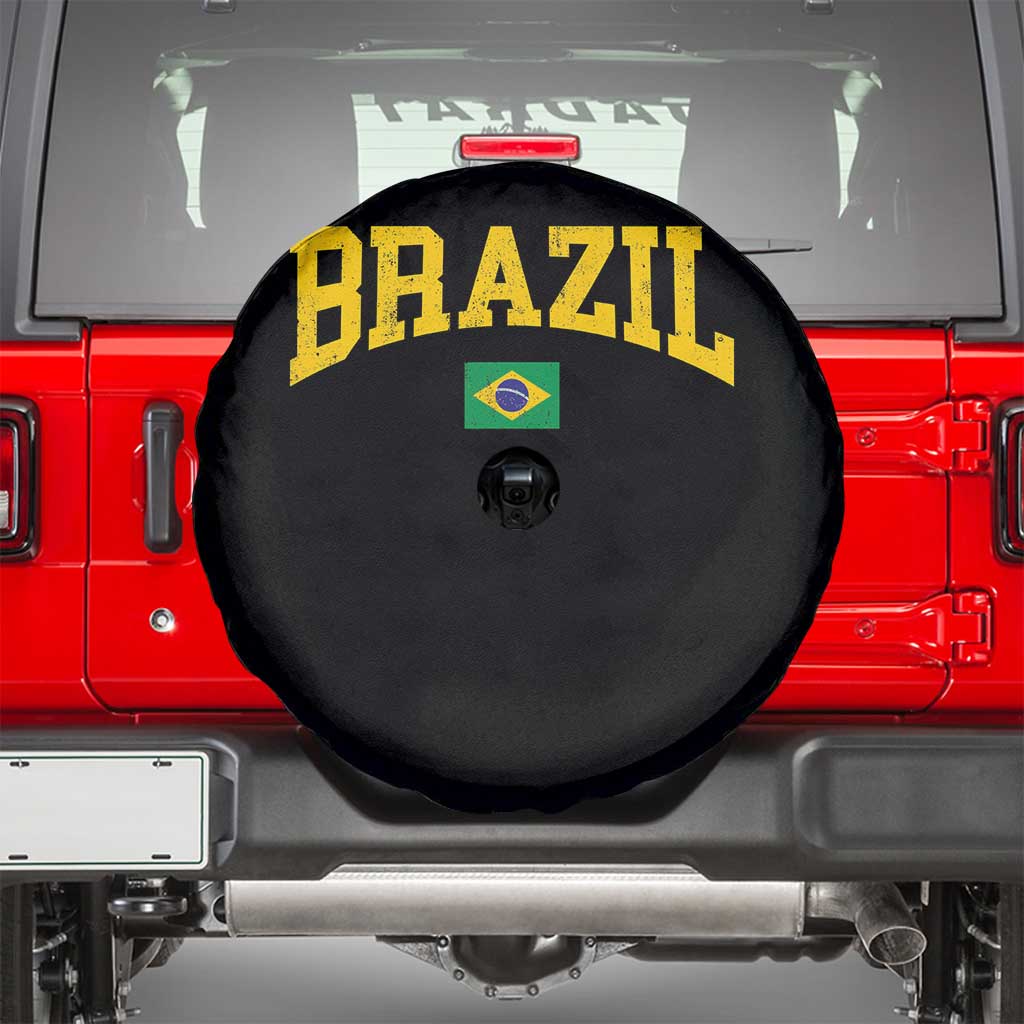 Brazil Football Throwback Design Vintage Brazilian Flag Jersey Style Spare Tire Cover