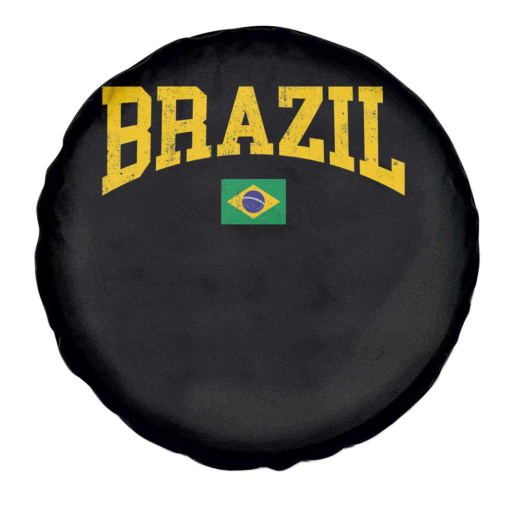 Brazil Football Throwback Design Vintage Brazilian Flag Jersey Style Spare Tire Cover