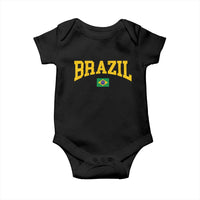 Brazil Football Throwback Design Vintage Brazilian Flag Jersey Style Baby Onesie