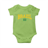 Brazil Football Throwback Design Vintage Brazilian Flag Jersey Style Baby Onesie