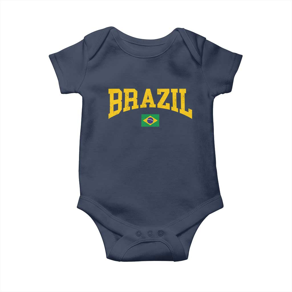 Brazil Football Throwback Design Vintage Brazilian Flag Jersey Style Baby Onesie