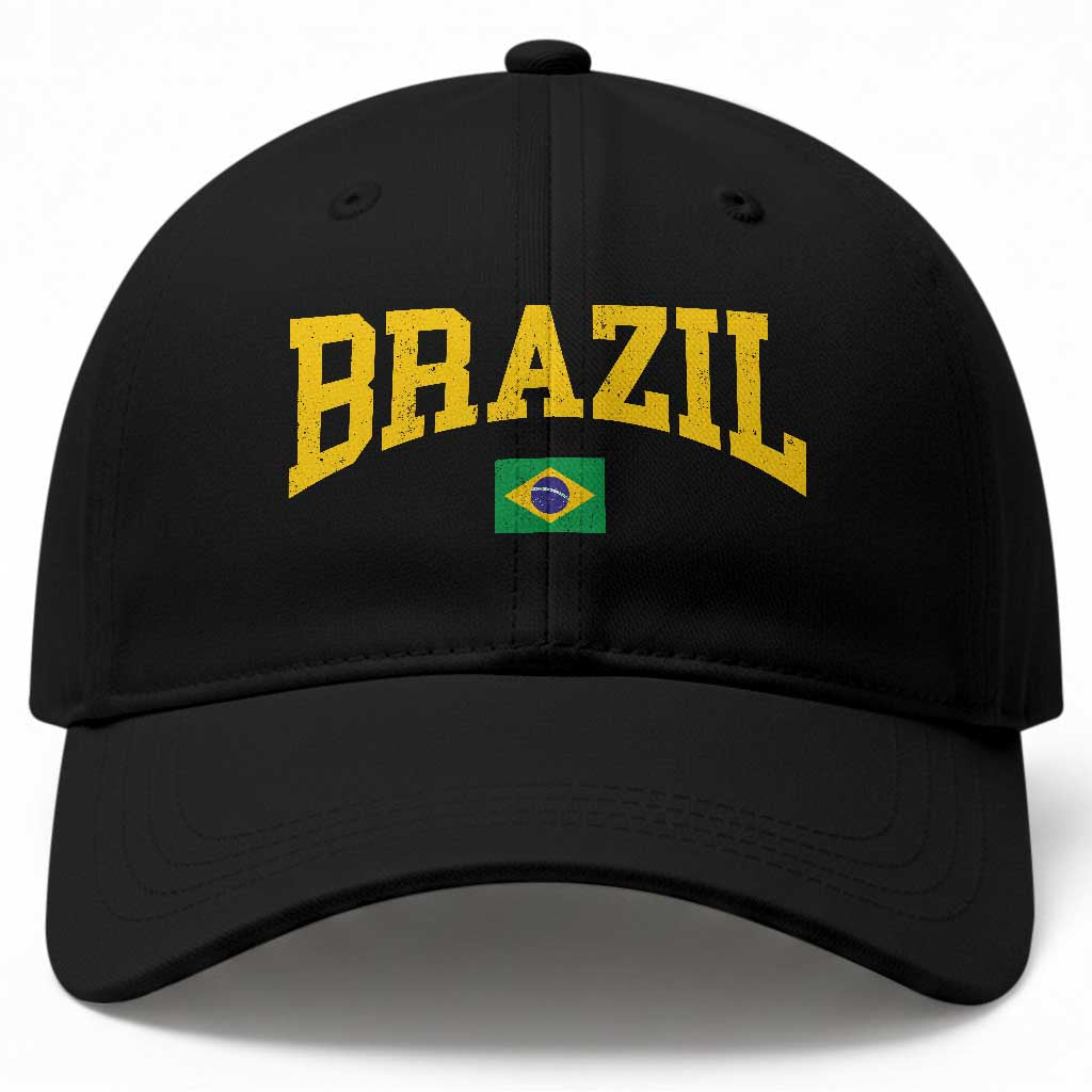 Brazil Football Throwback Design Vintage Brazilian Flag Jersey Style Baseball Cap