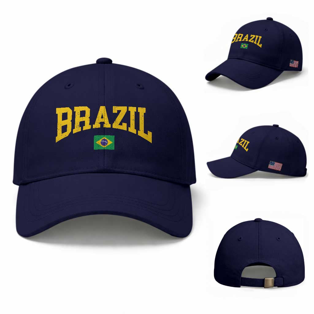 Brazil Football Throwback Design Vintage Brazilian Flag Jersey Style Baseball Cap