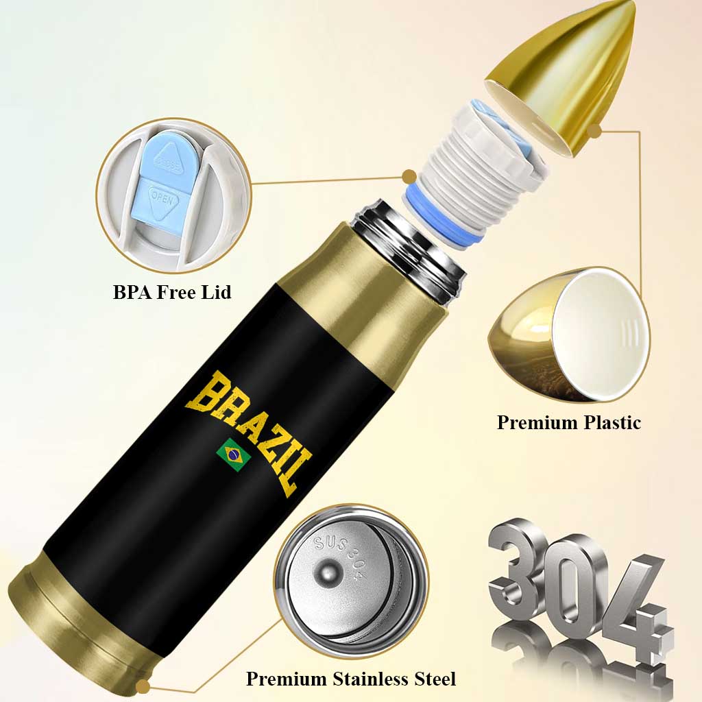 Brazil Football Throwback Design Vintage Brazilian Flag Jersey Style Bullet Tumbler