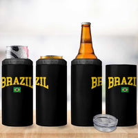 Brazil Football Throwback Design Vintage Brazilian Flag Jersey Style 4 in 1 Can Cooler Tumbler