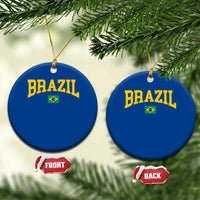 Brazil Football Throwback Design Vintage Brazilian Flag Jersey Style Ceramic Ornament