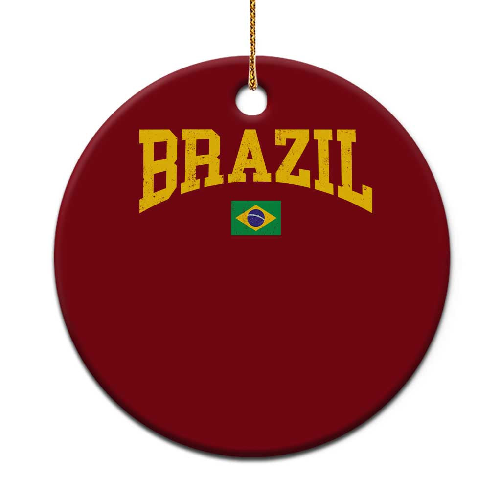 Brazil Football Throwback Design Vintage Brazilian Flag Jersey Style Ceramic Ornament
