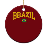 Brazil Football Throwback Design Vintage Brazilian Flag Jersey Style Ceramic Ornament