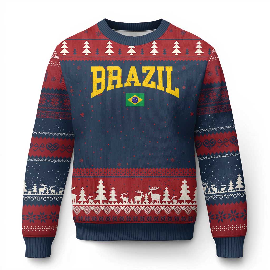 Brazil Football Throwback Design Vintage Brazilian Flag Jersey Style Ugly Christmas Sweater