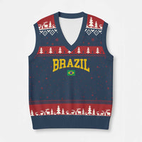 Brazil Football Throwback Design Vintage Brazilian Flag Jersey Style V-Neck Knit Sweater Vest