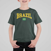 Brazil Football Throwback Design Vintage Brazilian Flag Jersey Style T Shirt For Kid