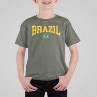 Brazil Football Throwback Design Vintage Brazilian Flag Jersey Style T Shirt For Kid