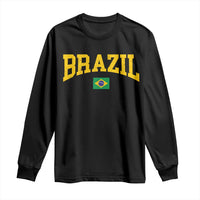 Brazil Football Throwback Design Vintage Brazilian Flag Jersey Style Long Sleeve Shirt