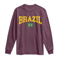 Brazil Football Throwback Design Vintage Brazilian Flag Jersey Style Long Sleeve Shirt