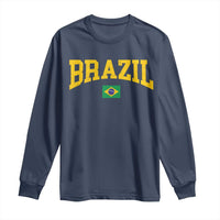 Brazil Football Throwback Design Vintage Brazilian Flag Jersey Style Long Sleeve Shirt