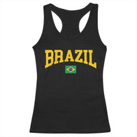 Brazil Football Throwback Design Vintage Brazilian Flag Jersey Style Racerback Tank Top