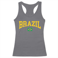 Brazil Football Throwback Design Vintage Brazilian Flag Jersey Style Racerback Tank Top