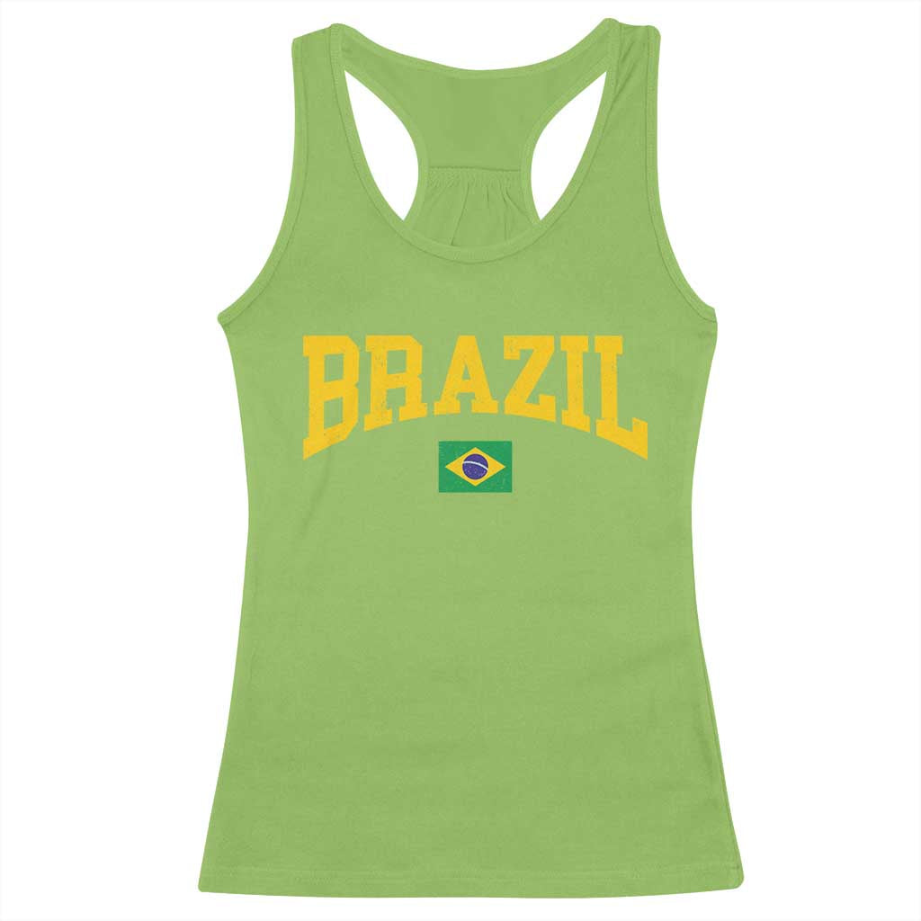 Brazil Football Throwback Design Vintage Brazilian Flag Jersey Style Racerback Tank Top