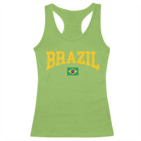 Brazil Football Throwback Design Vintage Brazilian Flag Jersey Style Racerback Tank Top