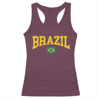 Brazil Football Throwback Design Vintage Brazilian Flag Jersey Style Racerback Tank Top