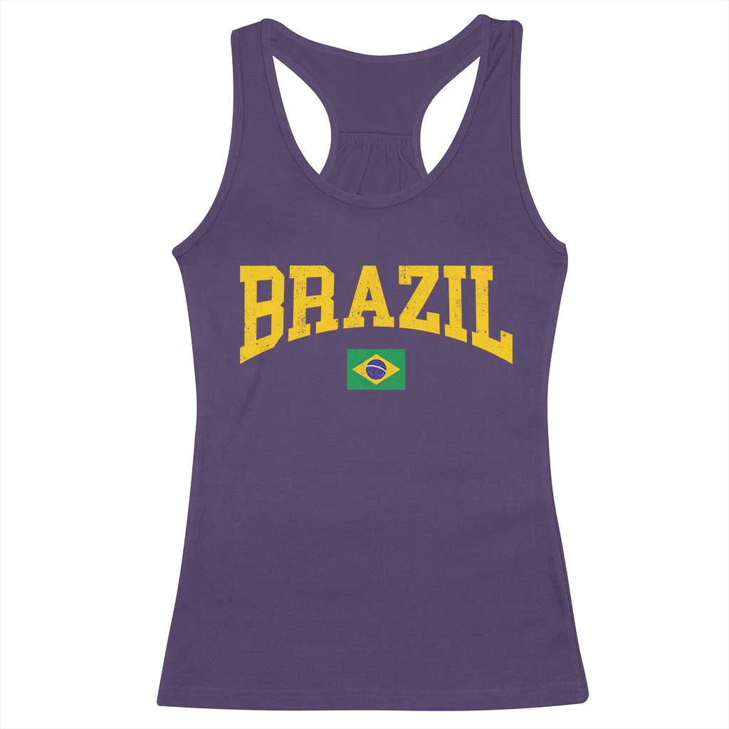 Brazil Football Throwback Design Vintage Brazilian Flag Jersey Style Racerback Tank Top