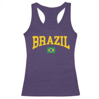 Brazil Football Throwback Design Vintage Brazilian Flag Jersey Style Racerback Tank Top