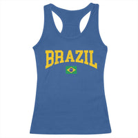 Brazil Football Throwback Design Vintage Brazilian Flag Jersey Style Racerback Tank Top
