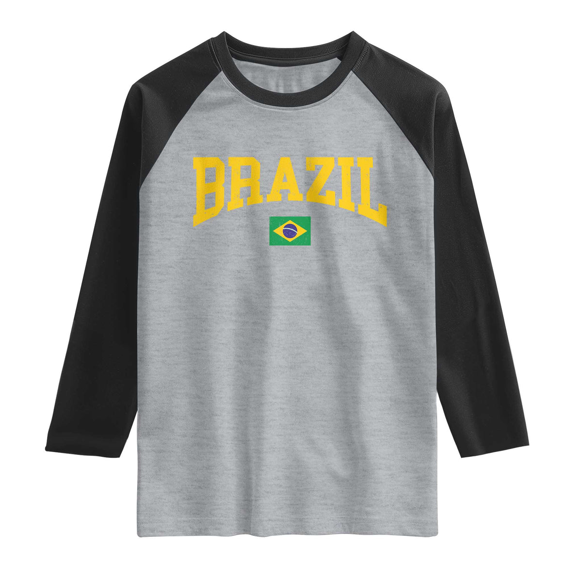 Brazil Football Throwback Design Vintage Brazilian Flag Jersey Style Raglan Shirt