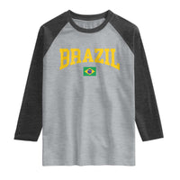 Brazil Football Throwback Design Vintage Brazilian Flag Jersey Style Raglan Shirt